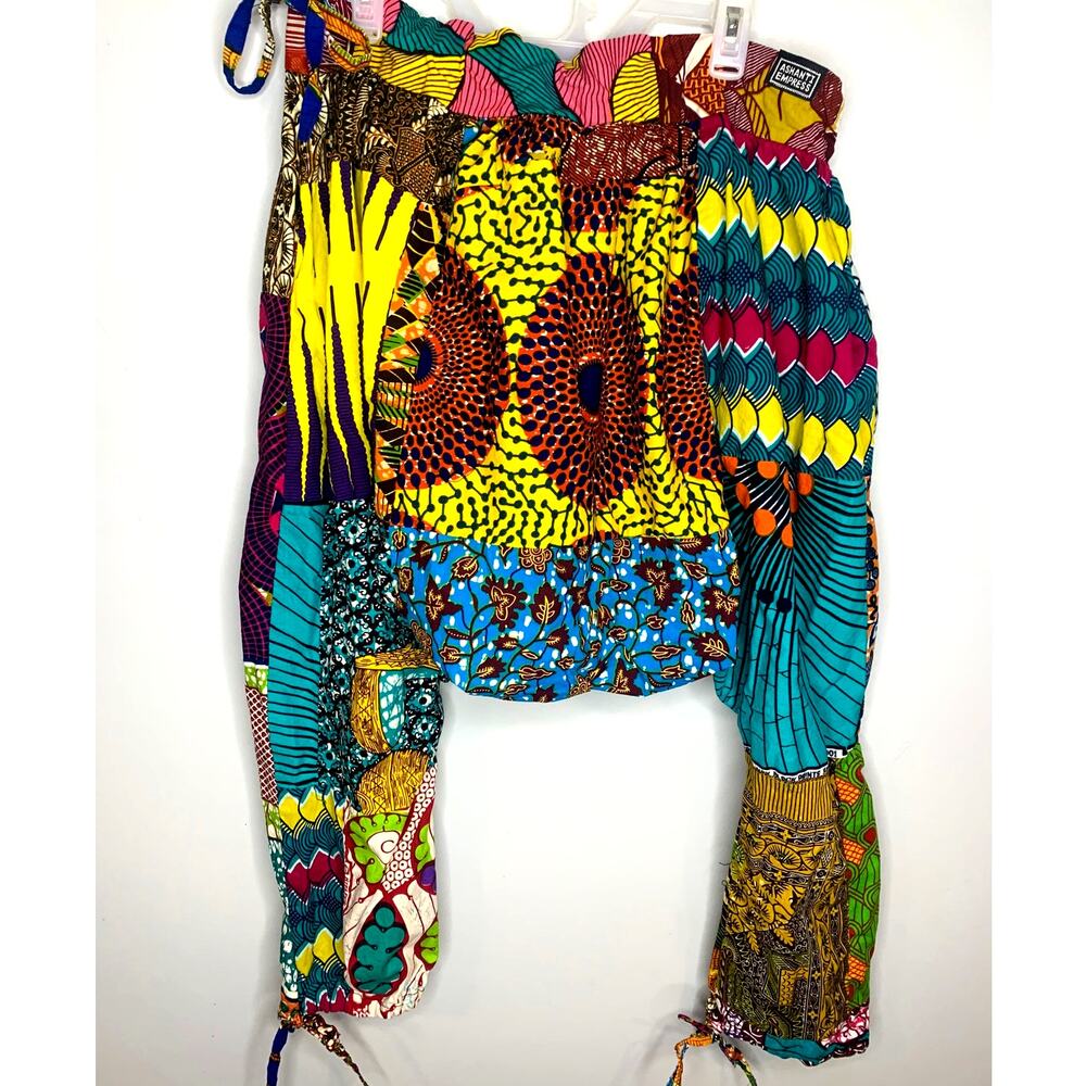 Ashanti Empress Ankara Patchwork African Wax Print Pant Cotton Elastic Waistband